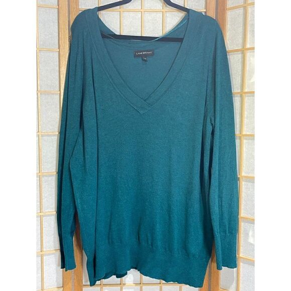 LaneâBryantâ22/24Â GreenâVâNeckâSweater - Picture 2 of 9